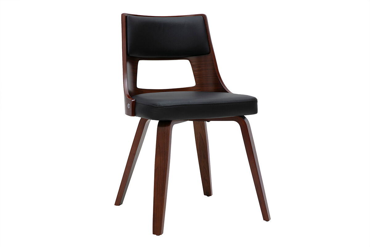 Miliboo Vintagestuhl Schwarz und Dunkles Holz GARBO