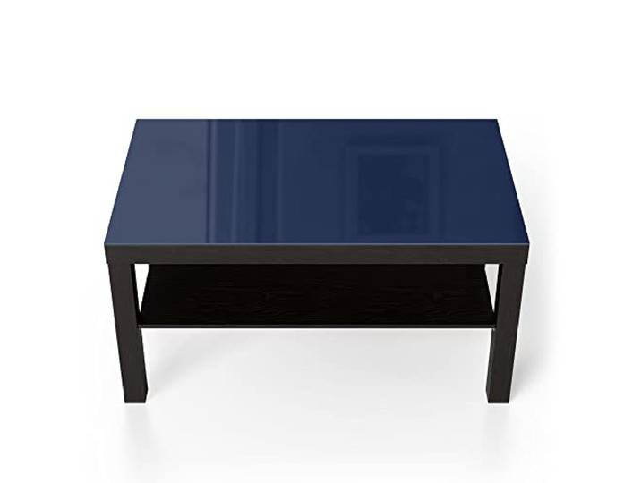 DEQORI Glastisch schwarz groß 90x50 cm Unifarben - Dunkelblau ausgefallener Beistelltisch aus Glas Hochglanz Couchtisch fürs Wohnzimmer moderner Couch Tisch mit Design
