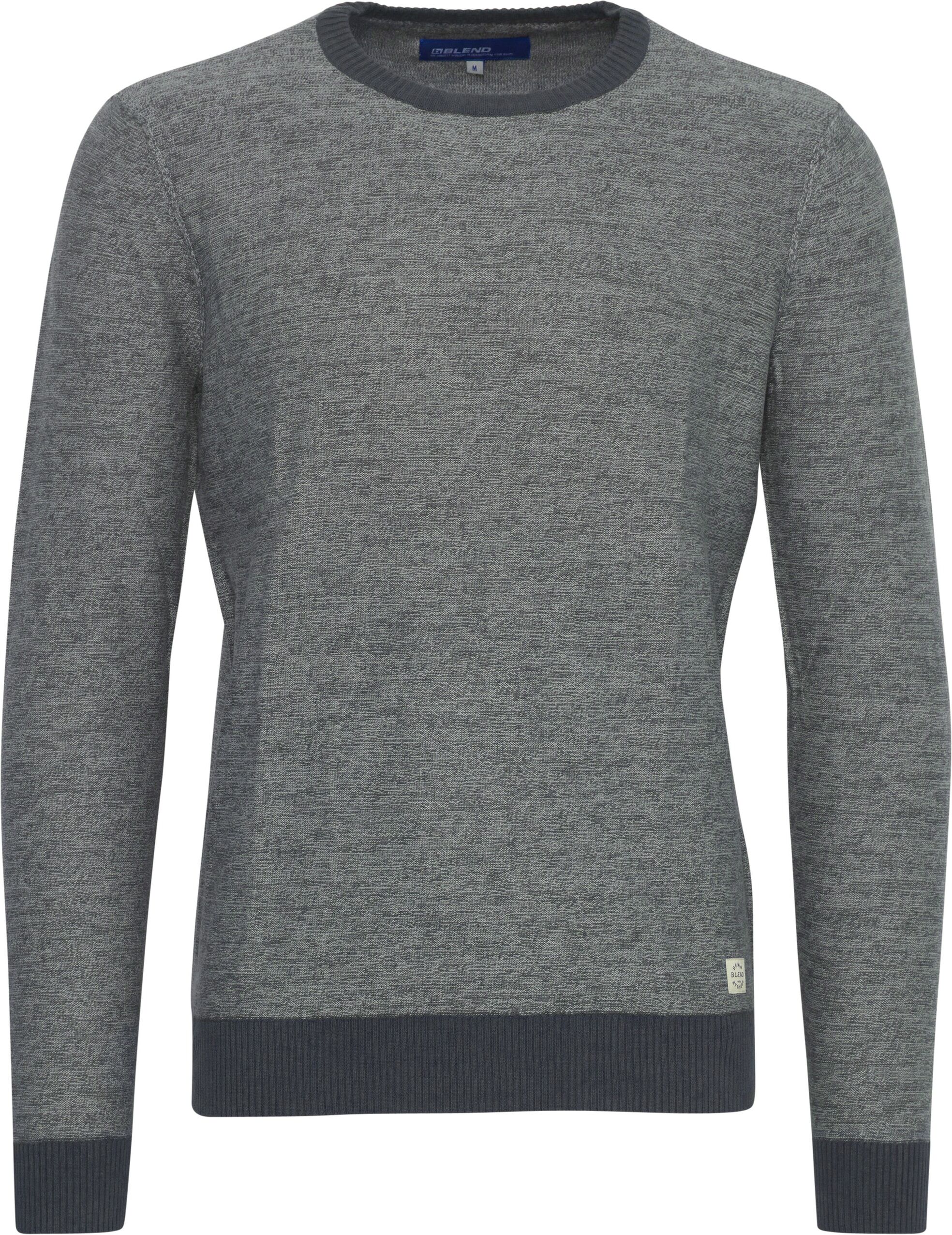 Rundhalspullover BLEND "Rundhalspullover BHNathan", Herren, Gr. L, grau (ebony grau), Obermaterial: 100% Baumwolle CO., Pullover Rundhalspullover