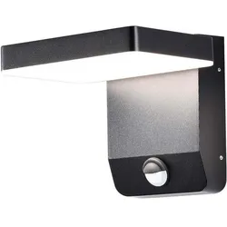 V-Tac, Gartenbeleuchtung, VT11020150B 20W LED Wandleuchte Sensor Schwarzer Körper Quadratisch 4000K IP65 (2580 lm, IP65)