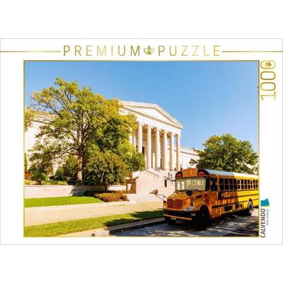 CALVENDO Puzzle National Gallery of Art und Schulbus - Washington, D.C. | 1000 Teile Lege-Größe 64x48cm Foto-Puzzle für glückliche Stunden