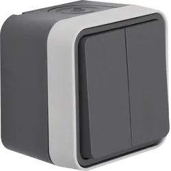 Hager WNC044 Serientaster AP 2 Schließer mit getrennten Eingangsklemmen, W.1 IP55, grau
