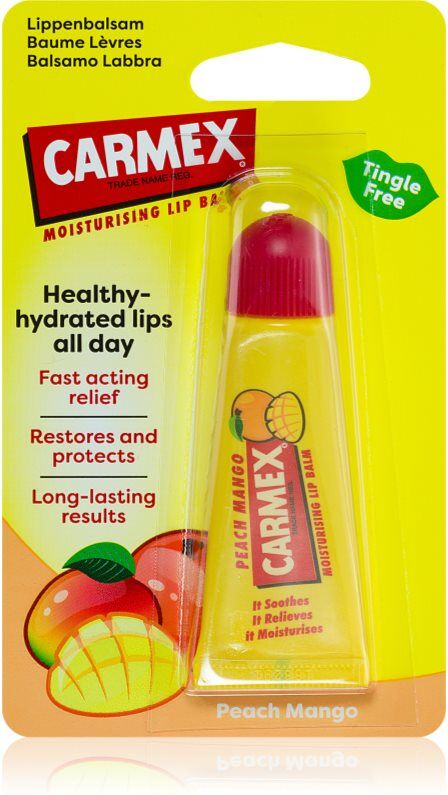 Carmex Peach Mango lip balm in a squeeze tube 10 g