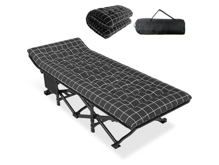 Lit Camping Pliable Robuste Adulte Couchage Confortable Capacité 200 kg Voyage Bureau Extérieur - Lit Pliant Adulte Noir