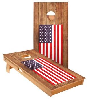 Skip's Garage American Flag Cornhole Boards