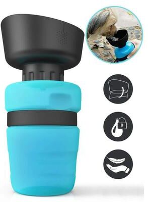 Inspire Curations 500ML Portable Dog Water Bottle With Foldable Leak Proof Bowl new Blue