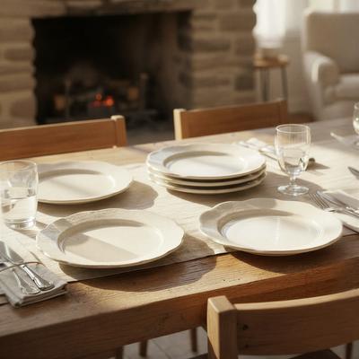 Storied Home "Stoneware Scalloped Plates in Reactive Glaze - 8.25""L x 8.25""W x 1.0""H"
