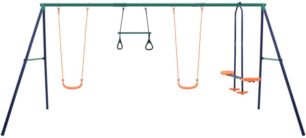Freeport Park Egbert Swing Set with Gymnastic Rings and 4 Seats Steel Multicolor