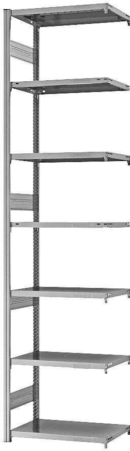 Schwerlast-Steckregal, doppelseitig, HxBxT 3000 x 750 x 400 mm, verzinkt, Anbauregal eurokraft pro