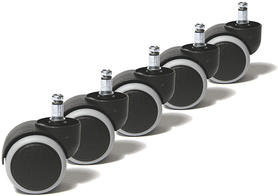 kaiserkraft Rollensatz VE 5 Stk, für harte Böden, schwarz, Kunststoff