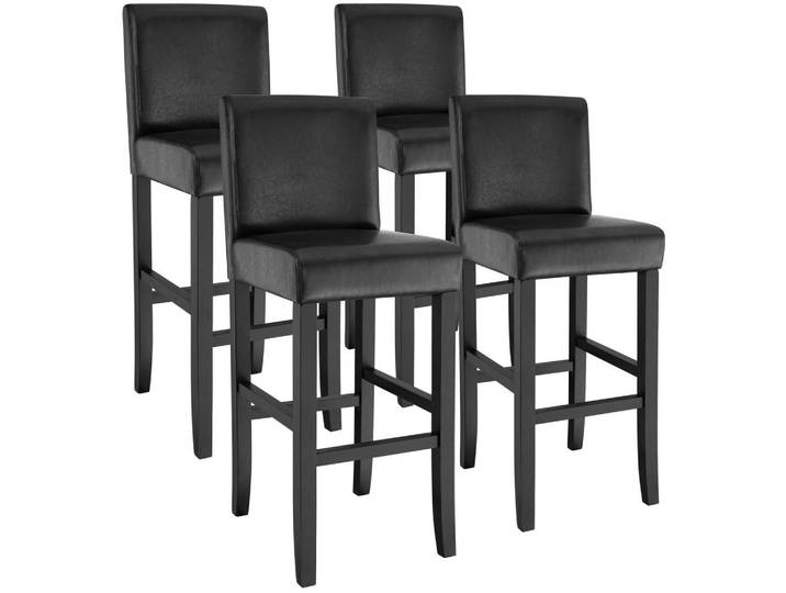 tectake Barhocker 4er Set Kunstleder, Sitzhöhe 76 cm, antikbraun, Schwarz, Leder, 40x107x41 cm, Esszimmer, Barmöbel, Barhocker