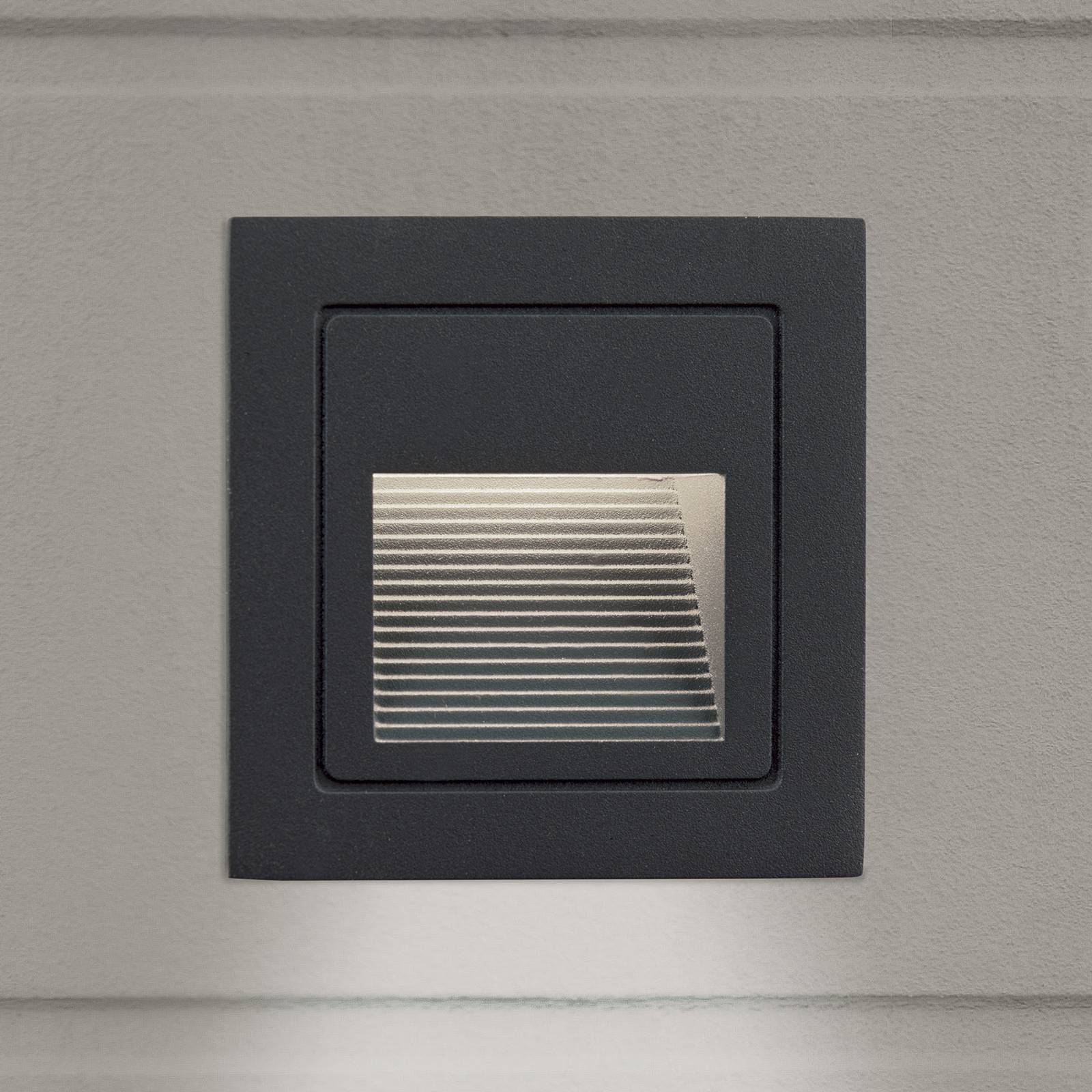 Orion LED recessed wall lamp Loro, anthracite, width 8.5 cm, aluminium Loro, Black, Aluminium, Modern, Outdoor Wall Light