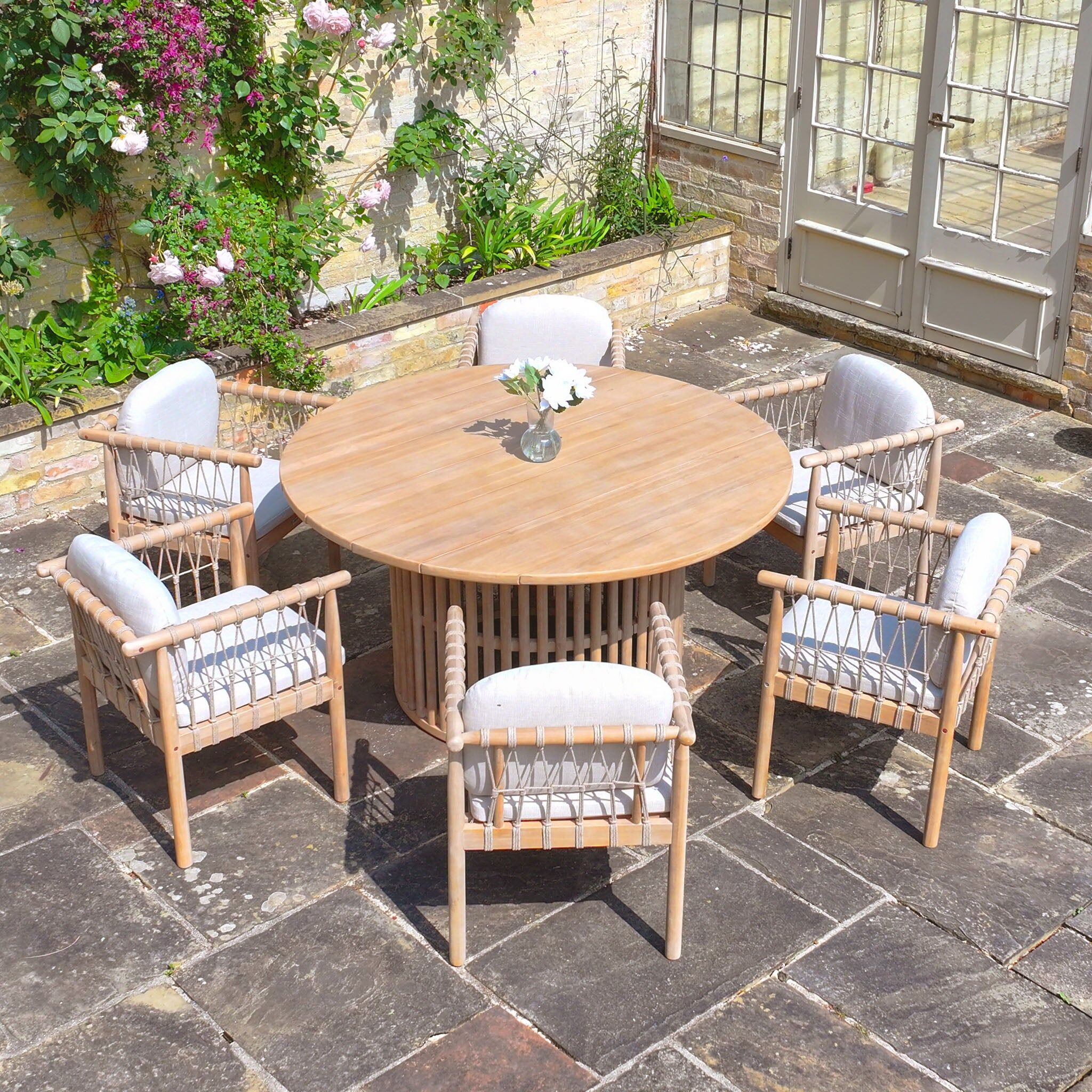 Harbour Lifestyle Paia 6 Seat Round Dining Set in Linen