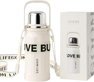 / 32 oz Water Bottles for Hot and Cold Drinks with Lid, Carrying Strap,Strainer