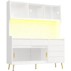 KÜCHENSCHRANK 171 cm mit Smart-LED, Glasfront & Lochwand