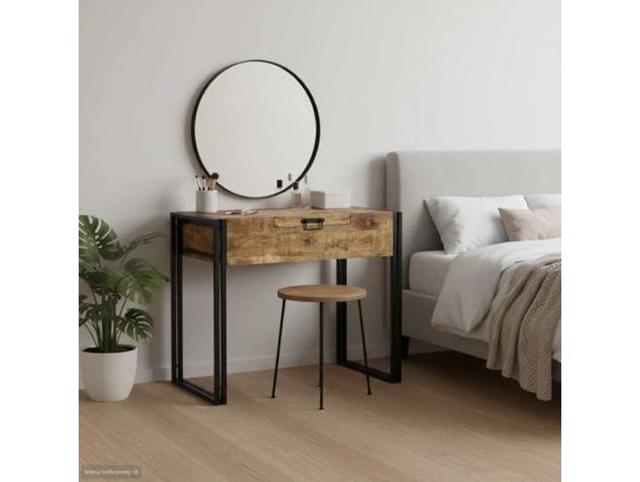 Schminktisch aus massivem Mangoholz, 90 x 50 x 75 cm Industrie-Stil, Schubladen, rechteckiges Design, Selbstmontage, Verwendung im Innenbereich