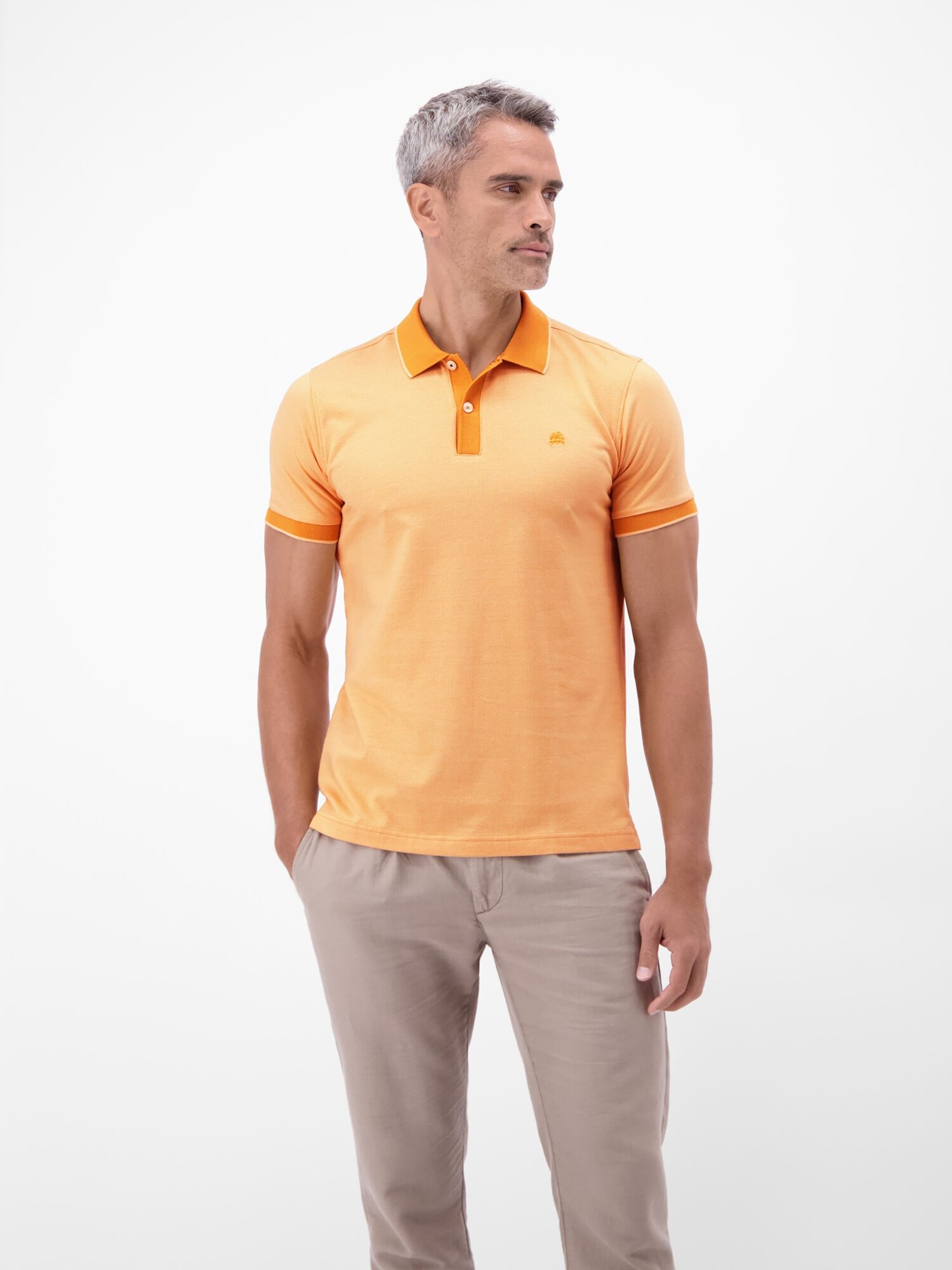 Poloshirt LERROS "Poloshirt in 2-Tone-Optik", Herren, Gr. XXL, orange (dull peach), 100% Baumwolle, ohne Ausschnitt, Shirts Poloshirt dull peach XXL