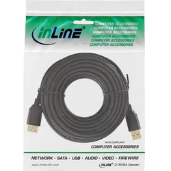 INLINE USB 2,0 Verlängerung, Stecker / Buchse, Typ A, schwarz, Kontakte gold, 10m