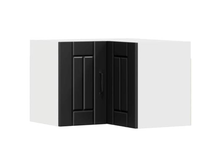 fsahslih Wand-Eckschrank Schwarz 57x57x40 cm aus Holzwerkstoff mit 2 Türen Platzsparender Eckhängeschrank für die Küche mit 2 Regalfächern und robuster Stabilität für optimale Raumnutzung.