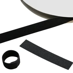 Klettband Back to Back, Rolle mit 5 m, schwarz 10 mm, Nylon, Polyester