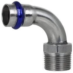 Edelstahl Pressfitting Übergangsbogen mit AG 90° AG, Kontur V (Ausführung: 28 - 1''AG)