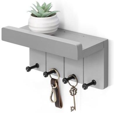 Perfect Picks Market Rustic Key Holder For Wall With Shelf And Mail Organizer For Entryway Decor gray