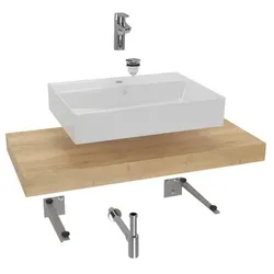 Hansa Dolce Badmöbel-Set mit Waschtischplatte 100x8x50 cm Halifax-Eiche KSETDO12