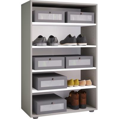 Schuhschrank VCM "XXL Holz Großer Schuhschrank Schuhregal Lona 5", grau, B:70cm T:37cm, Obermaterial: 100% Holz Wood., Schränke, Schuhschrank