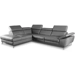 Ecksofa Kansas Leder Gris