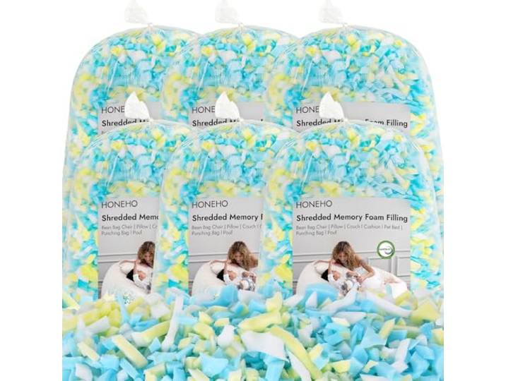 HONEHO 13.2kg Memory Foam-Füllung für Sitzsäcke Hinzufügen von Gelpartikeln, gemütlich und weich, ideal zum Füllen von Sitzsäcken für Kinder, Kissen, Hundebetten, Sofakissen