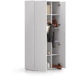 Garderobenschrank mit Auszug BLOCK, 850 × 400 × 1748 mm, weiß