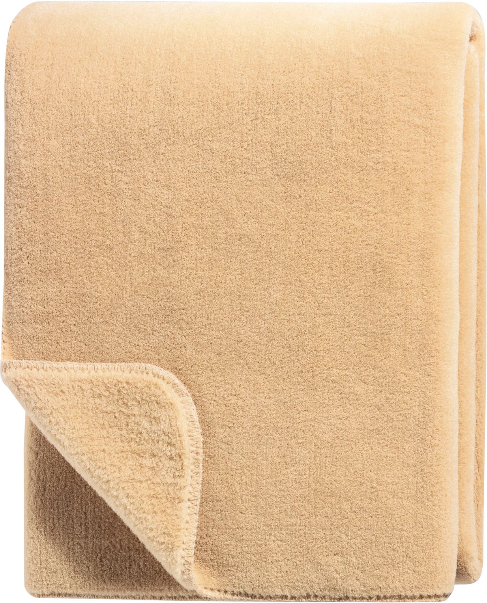 Wohndecke BIEDERLACK "Wool Feel im Pelz-Look", braun (camel), B:150cm L:200cm, Polyester, Wohndecken, Wohndecke, mit gektteltem Zierstich camel B/L: 150cm x 200cm
