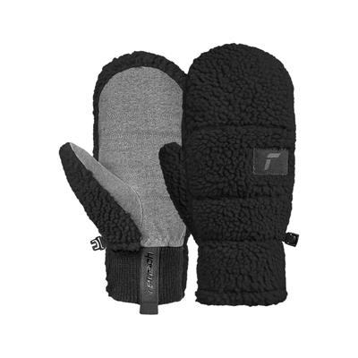 Fäustlinge REUSCH "Bob Mitten", Damen, Gr. 7, schwarz, 95% Polyester, 3% Polyacryl, 2% Lederimitat, unifarben, Handschuhe Fäustlinge, mit winddichter, atmungsaktiver Funktion