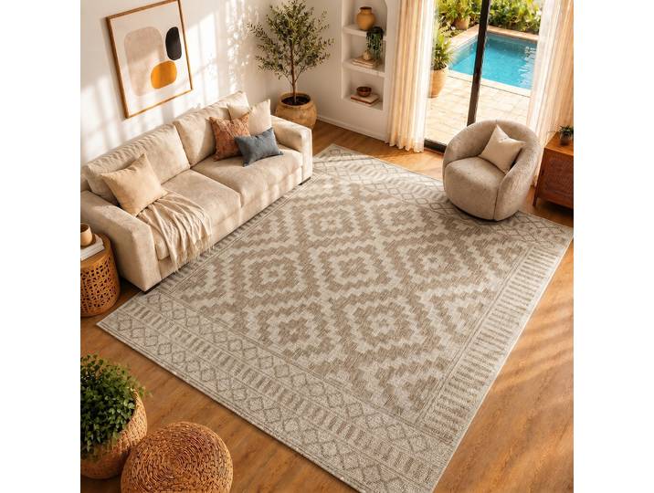 Teppich LIVABLISS KURA , beige (braun), B:160cm H:4,1mm L:213cm, Polypropylen, Teppiche, Teppich