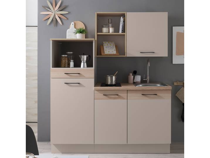 Cuisine Padeda - Largeur 165 cm 165 x 210 x 60cm Beige/Cachemire Sans électroménager