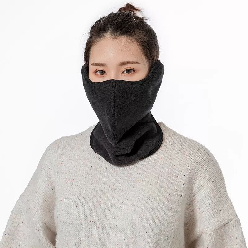 INF 3-in-1 Fleece Outdoor Kälteschutz Gesichtsmaske, Unisex Fahrradmaske Schwarz