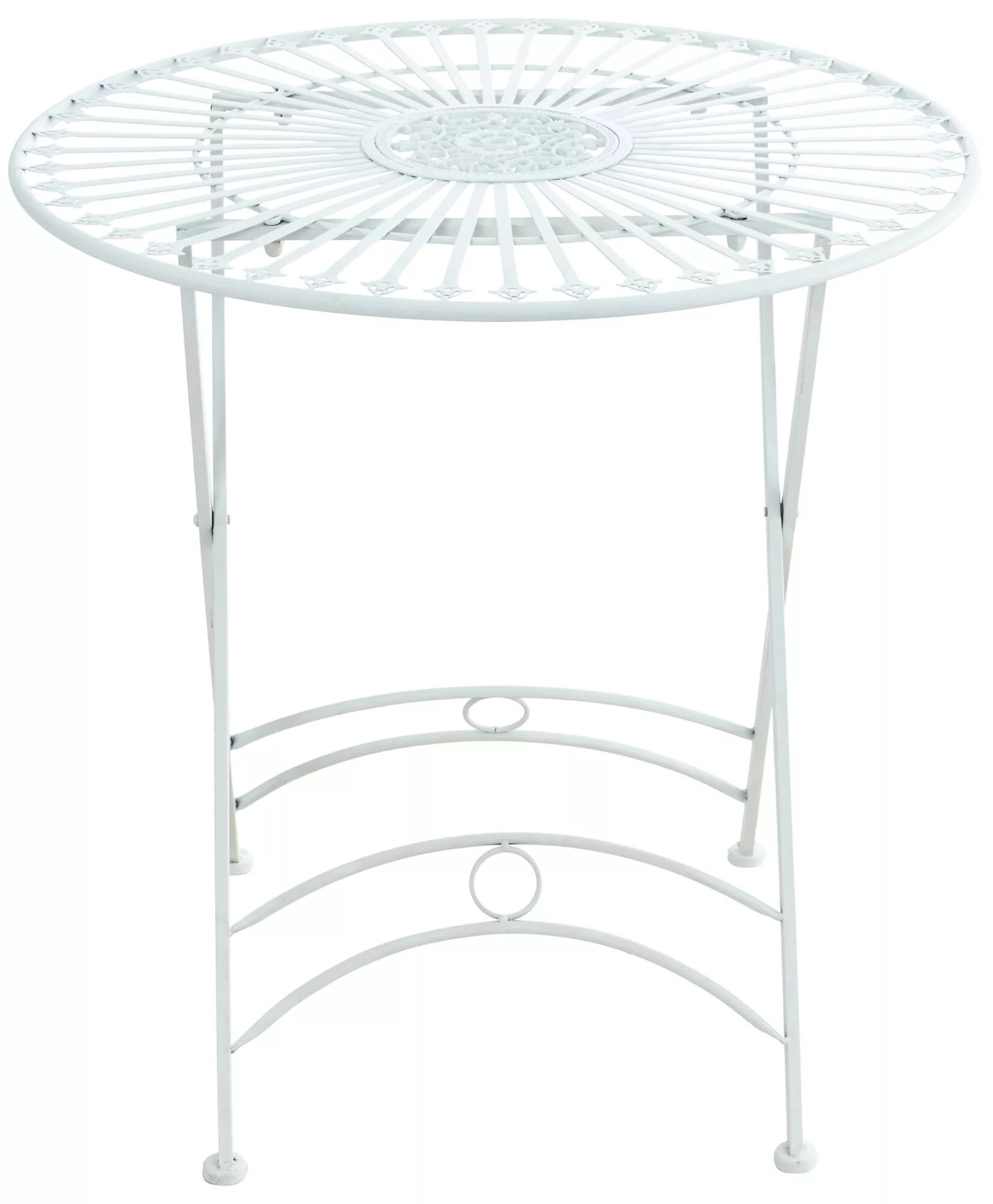 In And OutdoorMatch Runder Gartentisch aus Metall Shanie - 4 Personen - Wetterfest - Weiß - 71x71x71cm