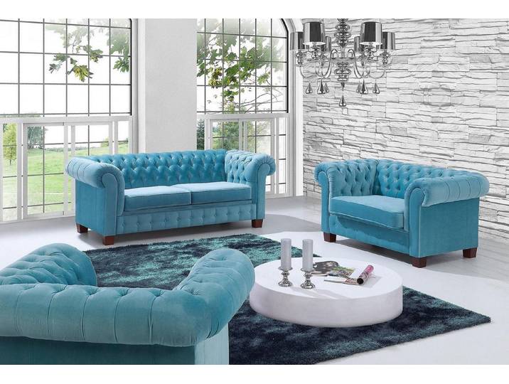Xlmoebel Chesterfield-Sofa Elegante Chesterfield-Sofagarnitur mit bequemer Polsterung, Sofagarnitur, Hergestellt in Europa
