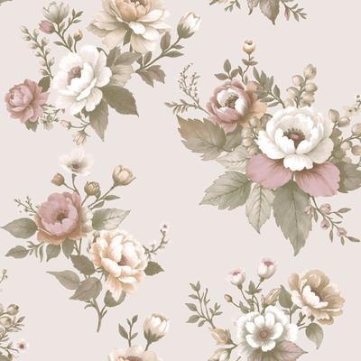 Galerie Wallcoverings Blooming Garden Collection Vintage Garden Matte Finish Vinyl on Non-woven Wallpaper Roll