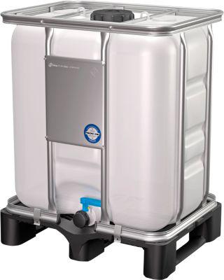 IBC Container, 300 Liter, säurebeständig, unterfahrbar, stapelbar, UN-Zulassung, HDPE, B 800 x T 600 x H 996 mm, natur
