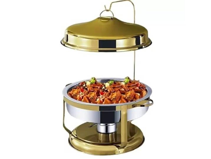 Chafing Dish Buffet-Set aus Edelstahl, tragbar Speisenwärmer Runde Buffet-Chafer-Server und Speisewärmer mit Deckel