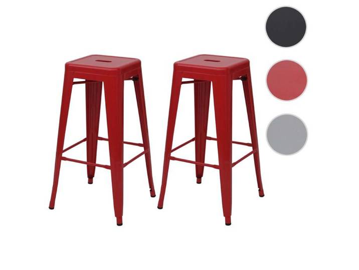 MCW 2x tabouret de bar MCW-A73 métal design industriel rouge