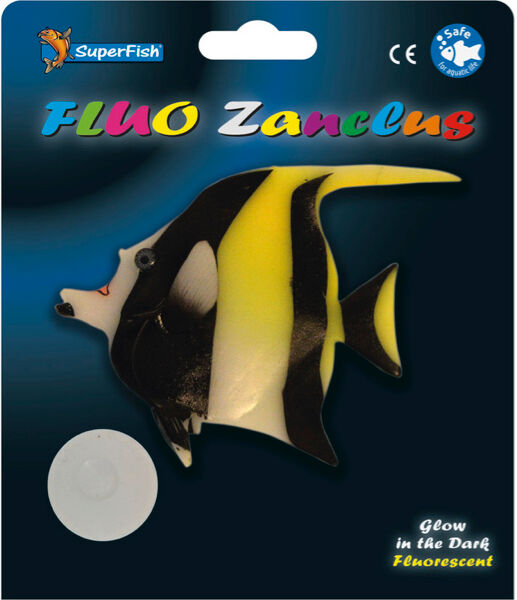 SUPERFISH ZANCLUS FLUO PESCE ORNAMENTO DECORAZIONE FOSFORESCENTE ACQUARIO DOLCE MARINO