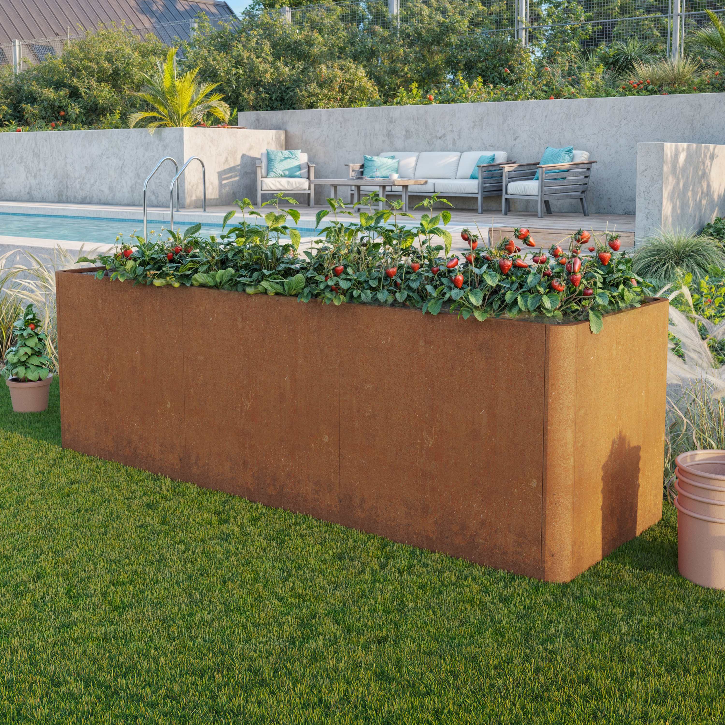 PRIMEYARD 250 x 80 x 80 cm Hochbeet, Cortenstahl, Rost-Optik - (GFPV01089)