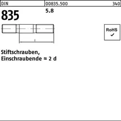 Stiftschraube DIN 835 M6x 100 5.8 Einschraubende=2d 100 Stück