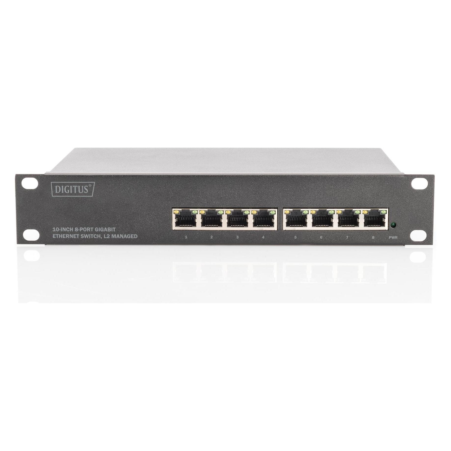 Digitus 10 Zoll 8-Port Gigabit Ethernet Switch, L2+ Managed (8 Ports) (DN-80117)