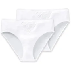 SCHIESSER Damen Tai-Slips, 2er Pack - "Cotton Essentials", Tai Pants, Baumwolle Weiß / 3XL