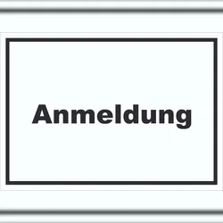 HB-Druck Anmeldung Schild mit Text Aufnahme waagerecht A4 (210x297mm)