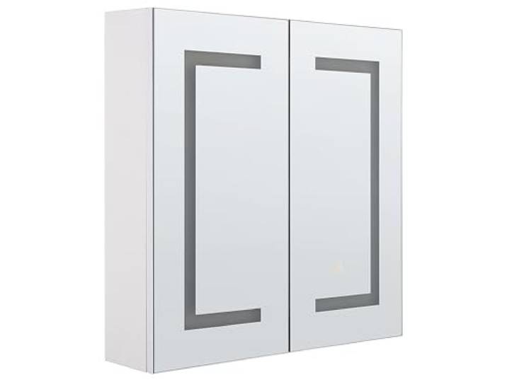 Beliani Moderner Bad-Spiegelschrank 60x60 cm 2 türig mit LED Beleuchtung weiß Mazarredo