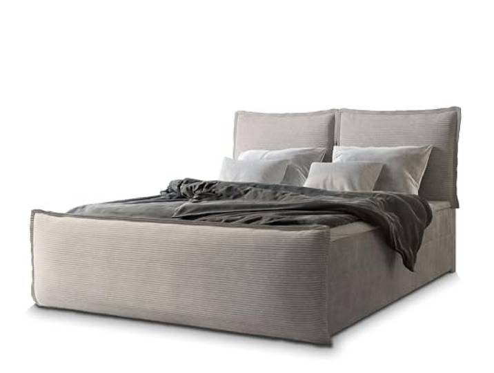 Masseno Boxspringbett Monta 140x200 cm Komplett-Set mit Matratze und Topper, Polsterbett mit Zwei Bettkästen -Beige, Lincoln 83